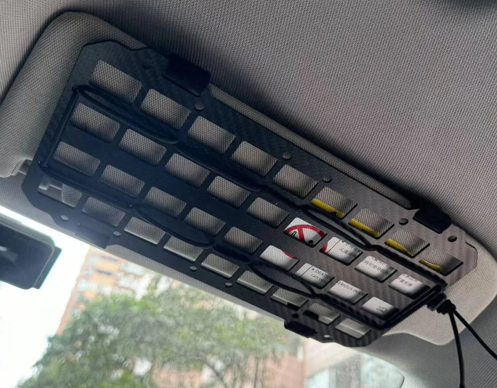 Carbon Fiber Tactical Car Visor Organizer EDC Tool Hanger For Vehicle, SUV, Truck Rigid Molle Panel Hunting Airsoft Gear