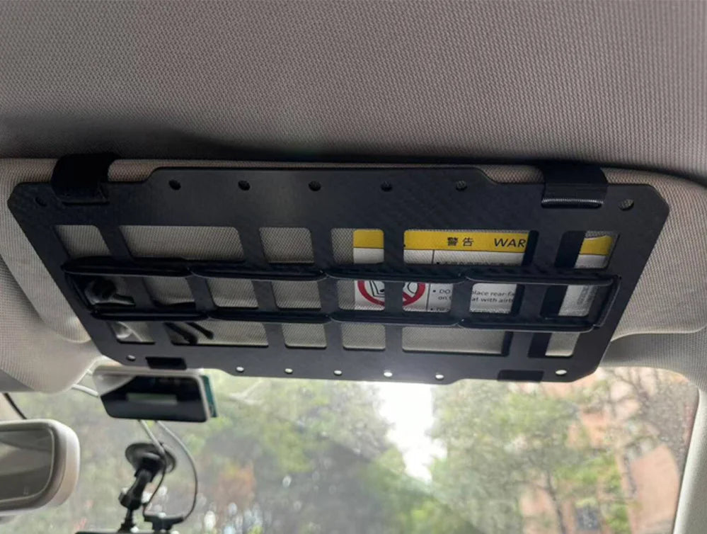 Carbon Fiber Tactical Car Visor Organizer EDC Tool Hanger For Vehicle, SUV, Truck Rigid Molle Panel Hunting Airsoft Gear