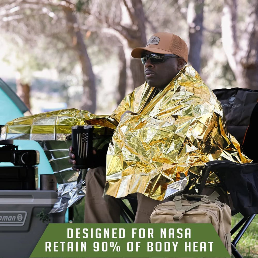 4pcs Emergency Mylar Thermal Blanket Foil Space Blanket Designed for NASA Body Warmer Outdoor First Aid Camping Hiking Travel