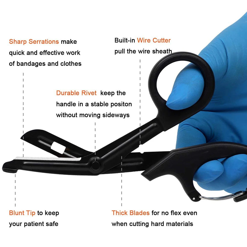 Rhino Rescue Trauma Shears 7.5" Premium Stainless Steel Medical Emergency Scissors with Non-Stick Blades, Fluoride-Coated 1PC